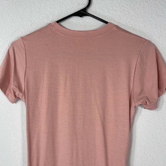 Pink twist front short sleeve tee shirt dress cut out crew neck boush size small - Picture 6 of 7